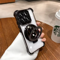 Custodia per telefono in silicone shockproof con supporto magnetico a specchio glitterato e finitura placcata