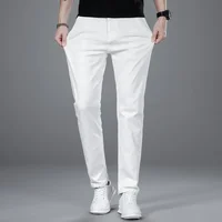 New Men's Fashion Classic Style Versatile Slim Jeans White Stretch Straight Soft Casual Denim Trousers Brand Clothing Male 2