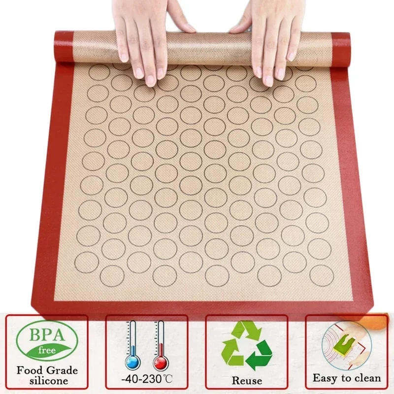 Silicone Macaron Baking Mat Reusable Non-Stick Pastry Cookie Baking Pad Rolling Dough Mat Bakeware Kitchen Accessories Tools