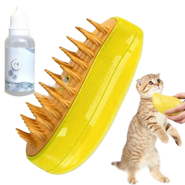 Cepillo de vapor para gatos, pulverizador eléctrico para el pelo de gatos,  3 en 1, para masaje, aseo de mascotas, cepillo para quitar el pelo de gatos  - AliExpress