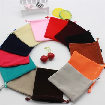 Vendite calde 10/50pcs sacchetto di velluto colorato imballaggio di gioielli sacchetto regalo sacchetti di velluto con coulisse sacchetto di velluto per gioielli 8x10 9x12 10x15cm 1