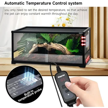 Rapid Heat Reptile Heating Pad Waterproof Heating Mat for Amphibians Terrarium Automatic Temperature Control Pad for Lizard Cage 1