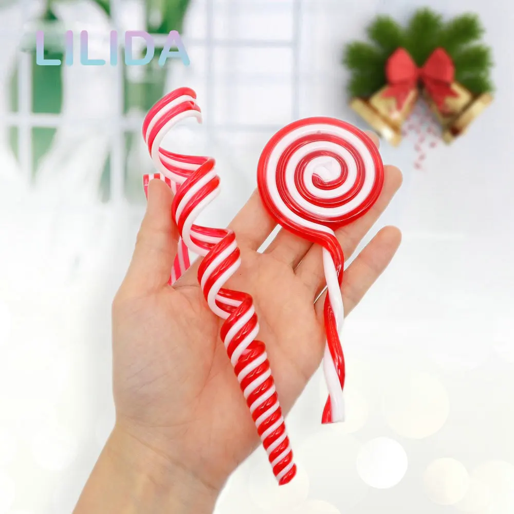 

4pcs Christmas Tree Pendant Decor Red White Candy Lollipop Candy Cane Home Hanging Ornaments Xmas Gift Children's Toys Navidad