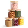 Rectangle Clear Storage Jars with Bamboo Lids For Sugar Coffee  Pantry Organizer Container for Pasta Tea Candy Nuts 2