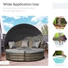 4-Piece Patio Furniture Set, Round Convertible Daybed or Sunbed with Adjustable Sun Canopy, Sectional Sofa, Blue/Gray/White 6