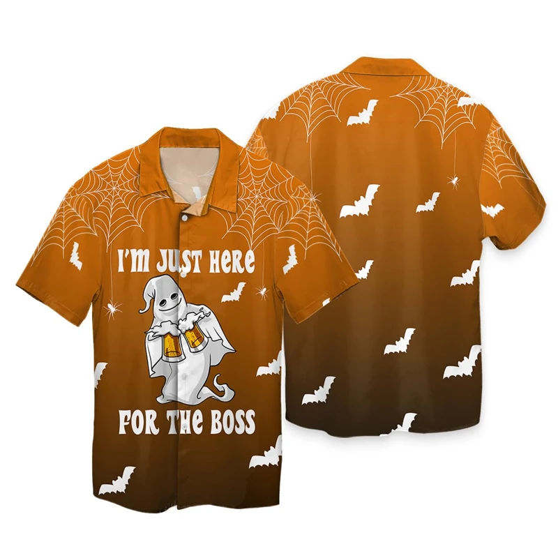 thumbnail image 1 of Camisa hawaiana de Halloween para hombre, ropa informal con estampado floral de manga corta, ropa de calle grande, botones 3D, camisetas de playa, camisas de verano de talla grande para hombre, 1 of 5