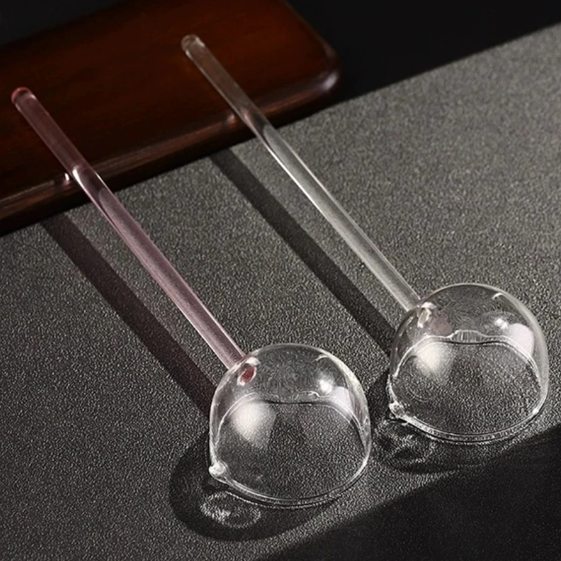 Creative Long Handled Glass Spoons Heat-resistant Bar Stirring Spoon Transparent Honey Dessert Spoons Bar Kitchen Accessories