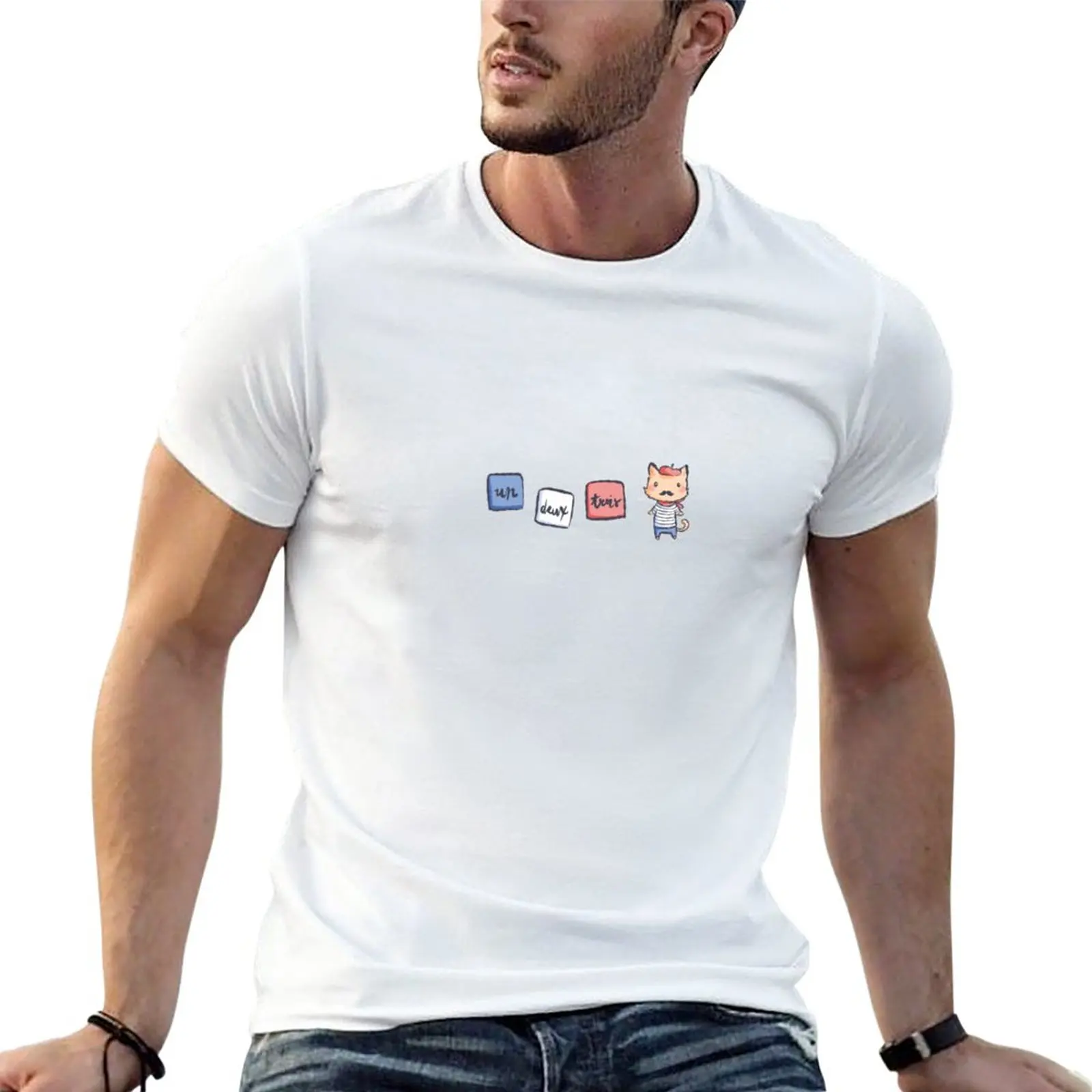 Un Deux Trois Cat T-Shirt funnys Aesthetic clothing hippie clothes t shirts for men