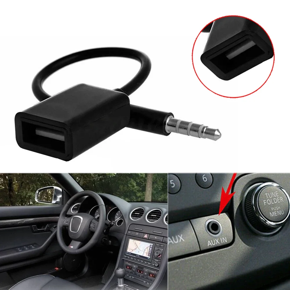 Universal Portable 3.5mm Male AUX Audio Plug Jack To USB Port Adapter Car AUX Jack Audio Input Cord Cable Adapter Connector