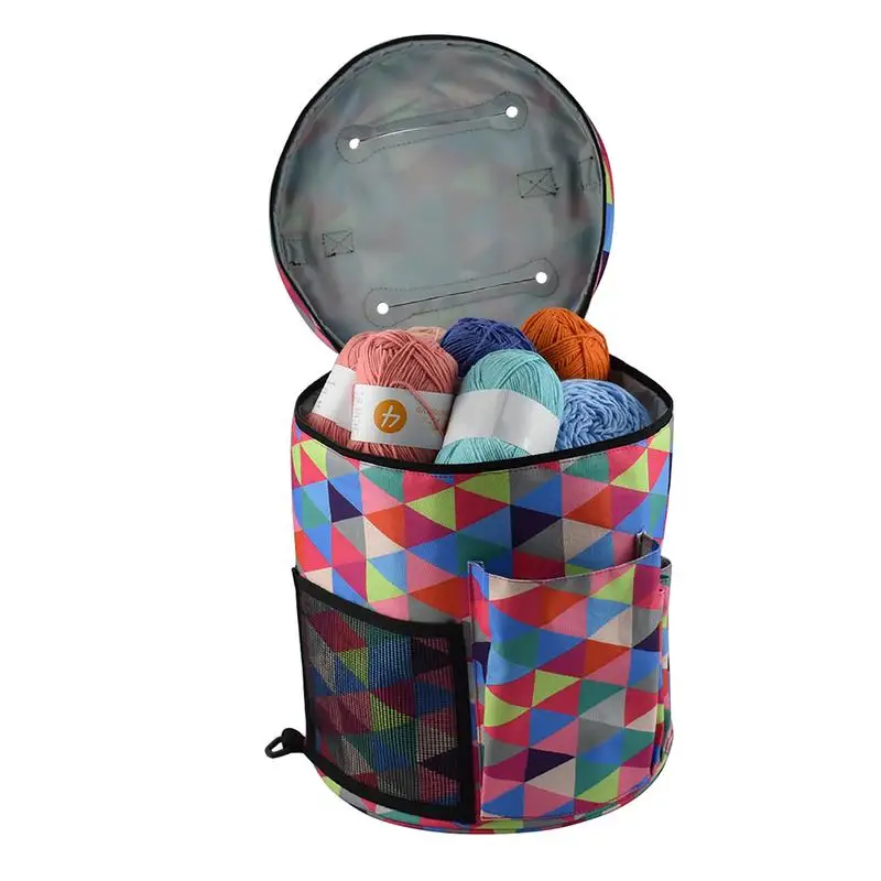 

Набор для вязания, шерстяная вместительная сумка для хранения, дорожная Портативная Сумка-тоут, «сделай сам», аксессуары для рук, цилиндрическая сумка-Органайзер для вязания пряжи