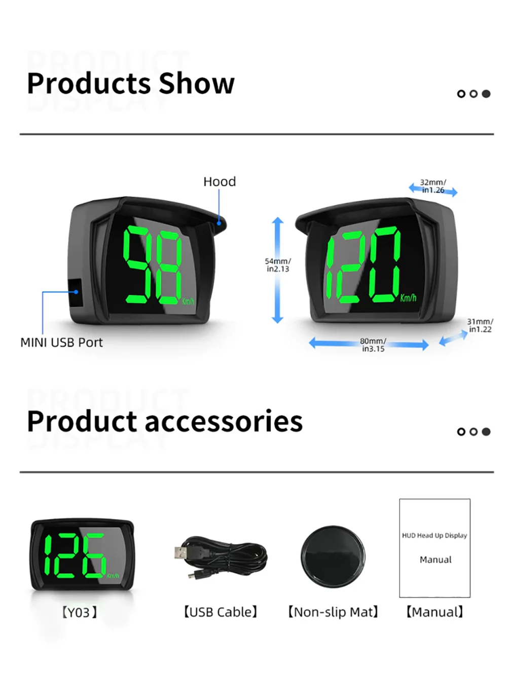  ڵ HUD Y03   ÷ ӵ GPS 2.8 ġ ū ۲  ӵ ð  ڵ ׼
