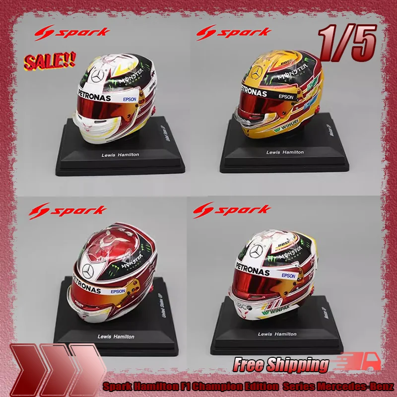 New Spark 1:5 Hamilton F1 Champion Edition Series Helmet Lewis Mercedes-Benz W10 Simulation Miniature Models Collection Ornament