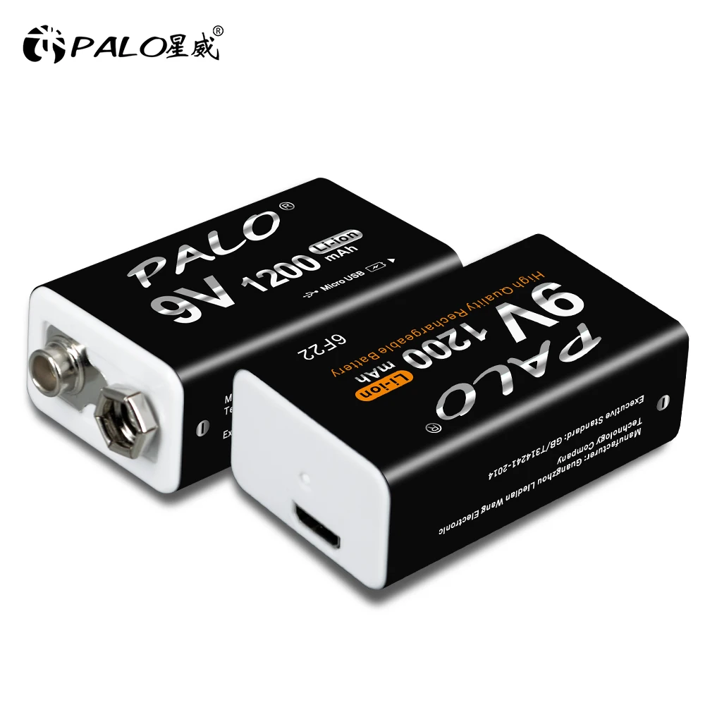 Bateria Recarregável Li-ion Crown Palo Micro Usb 6f22 9v Bateria para Detector de Metais Microfone rc Modelo Helicóptero 1200mah - Image 5