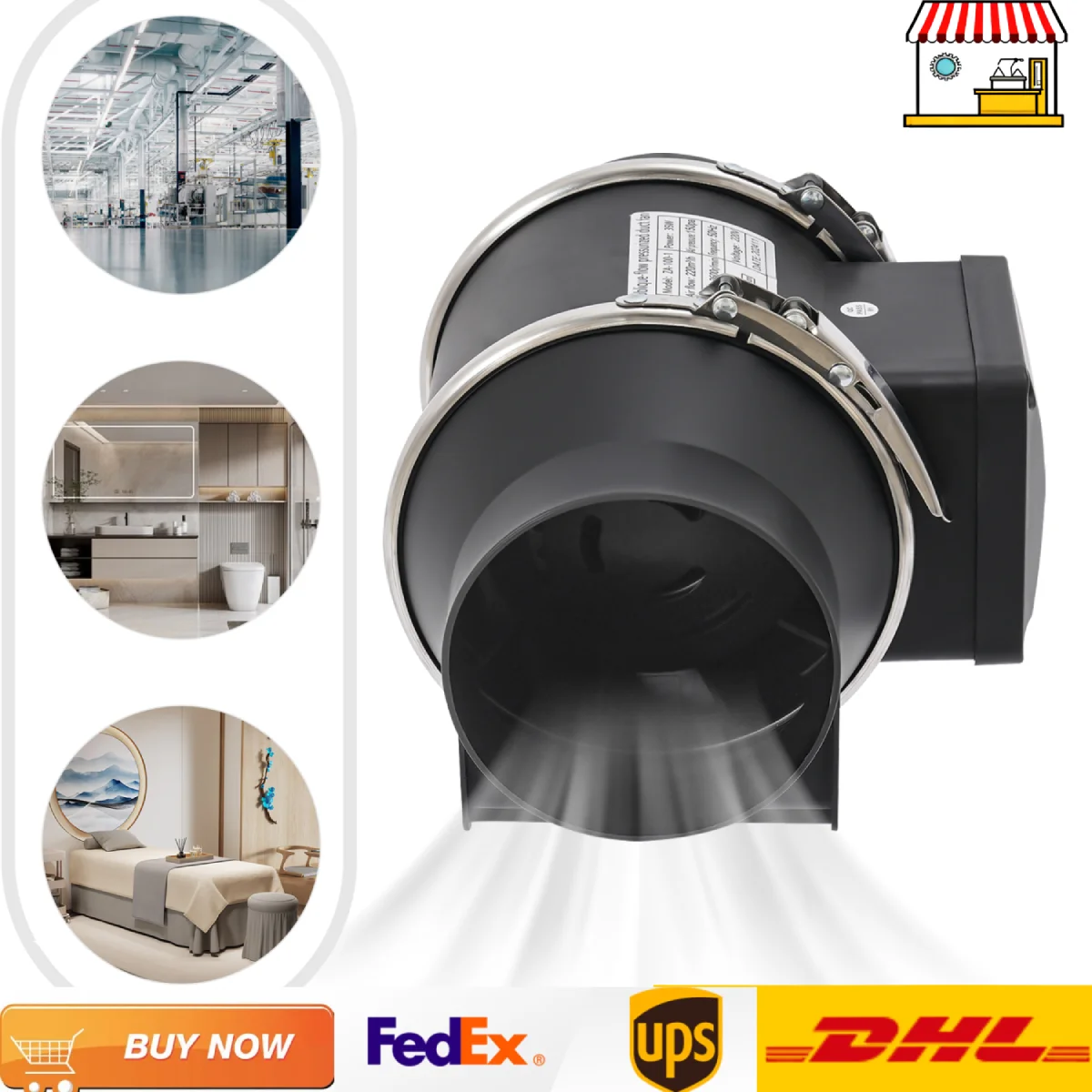 Ventilateurs d'évacuation de fumée |   Ventilateur de ventilation à faible bruit 220V 35W pour cuisine/salle de bain/entrepôt |   Ventilateur de conduit d'évacuation mural 220m³/h 1