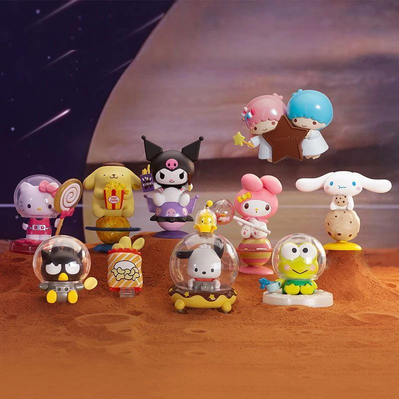 

Genuine Cartoon Anime Sanrio Walking Snack Planet Series Blind Box Kawaii My Melody Pochacco Tabletop Decoration Christmas Gift