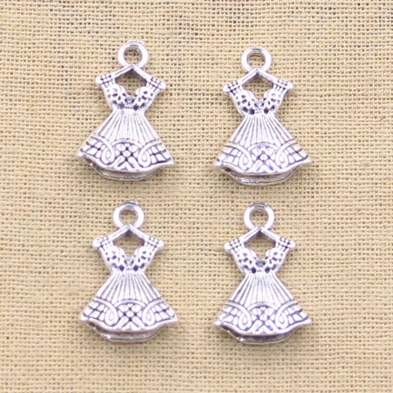 매력적인 양면 드레스 스커트 22x15mm, 골동품 제작 펜던트 맞춤, 빈티지 티베..