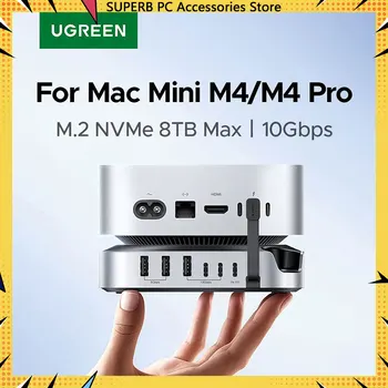 UGREEN Hub USB Docking Station per Mac Mini M4, M4 Pro, SSD M.2 NVMe 8TB Max, Porte USB-A e C 10Gbps, SD e TF 170MB/s, Splitter USB