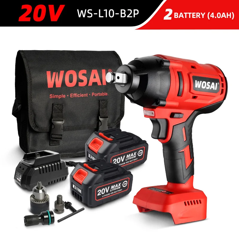 paint spray gun WOSAI 20V Electric Impact Wrench 600N.m Brushless Wrench Rechargeable 1/2 inch Li-ion Battery For Car Tires Cordless Power Tools harbor freight chainsaw Power Tools