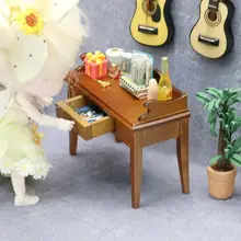

Mini Desk Doll DIY DIY Function Exquisite Workmanship Creative Maroon Mini Table Doll for DIY Dollhouse Table Desk Doll