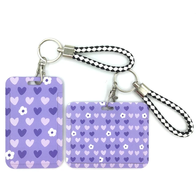 Purple Heart Love Cute Card Cover Clip Lanyard Retractable Student Nurse Badge  Reel Cartoon Id Card Badge Holder - Key Chains - AliExpress