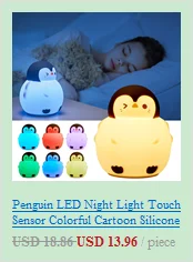 night table lamps Penguin LED Night Light Touch Sensor Colorful Cartoon Silicone Battery Powered Bedroom Bedside Lamp for Children Kids Baby Gift red night light