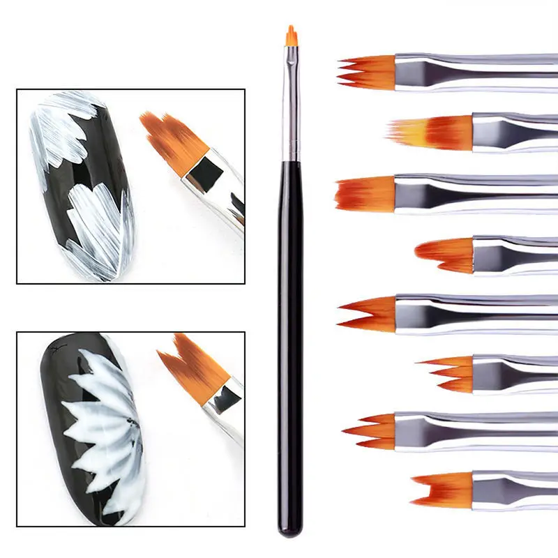 

8Pcs Painted Pen Brush Set Petal Pen Nail Brush Short Nail Brush for Manicure Gel Brush for Nail Art