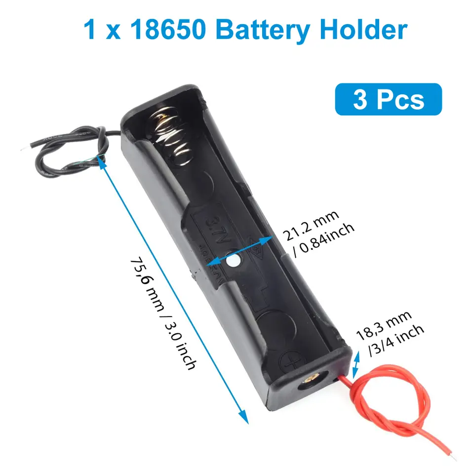 3pcs 18650 Battery Holder with Wire 3.7V,7.4V, 11.1V, 14.8V 18650 Battery Holder Box for Battery storage charging image 7