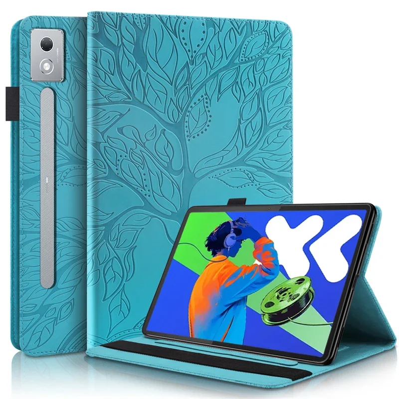 3D Tree Embossed Wallet Tablet Case