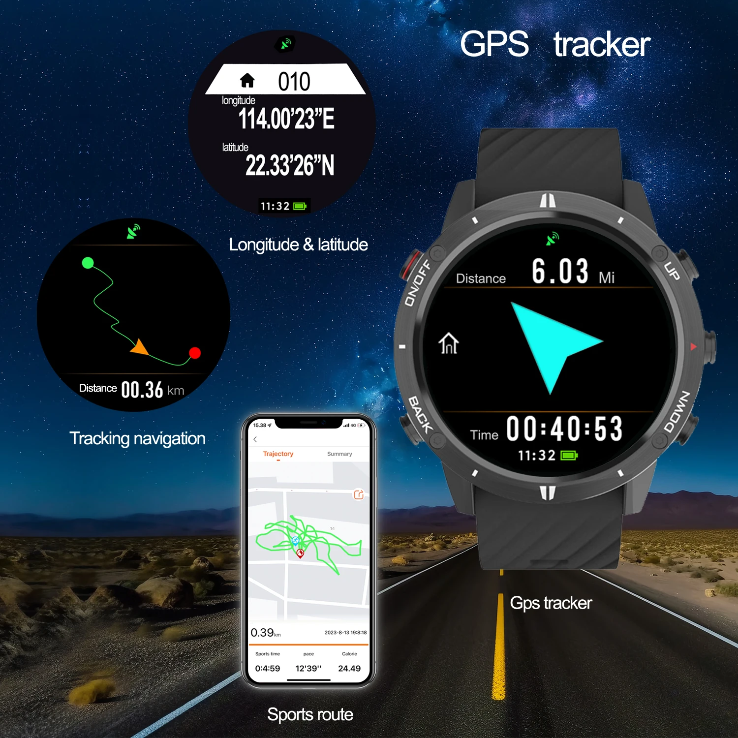 SUNROAD G5B GPS+GLONASS+BEIDOU+Triathlon Sport Watch 1.28 "IPS TFT Color Touch Screen 320MAH Battery BLE 5.0 For Android IOS 3
