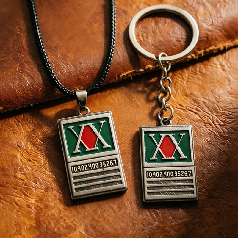 Hunter X Hunter Anime GON FREECSS Klassische Jäger-Lizenz Metallkarte Schlüsselanhänger - Sammlerstück Cartoon-Fans Schmuck Accessoires