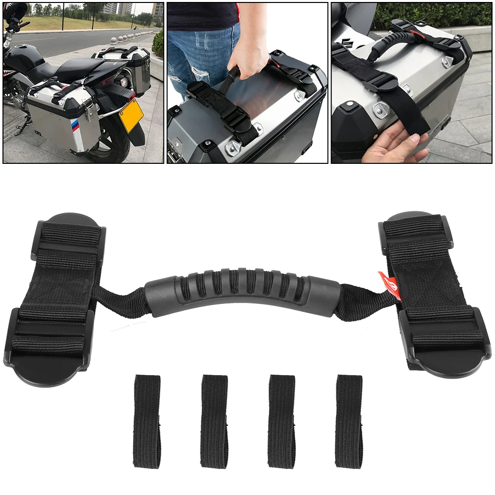 Rope Handle Hand Carried Luggage Strap Grab Handle Adjustable Motorcycle Side Box Strap Universal Aluminum Side Box motorcycle luggage strap