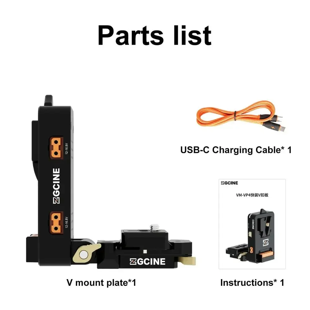ZGCINE VM-VP4 V-Mount Battery Plate with Arca-Swiss Dual Quick Release Plate for