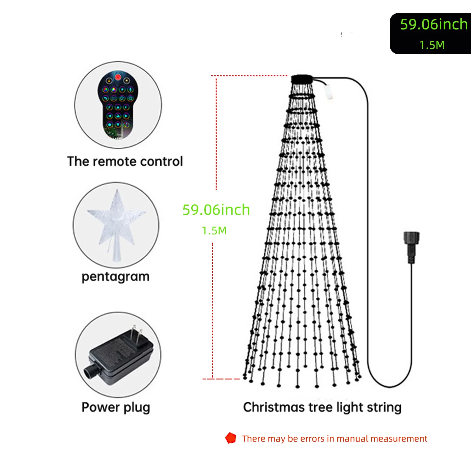 Luces de árbol de Navidad inteligentes con sincronización de música y aplicación, impermeables, para interiores y exteriores, decoración navideña, iluminación ambiental