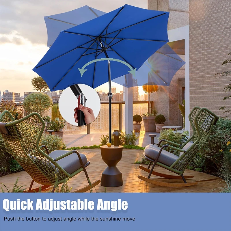 9FT Outdoor Patio Umbrella Push Button Tilt Crank Outdoor Yard/Market Table Umbrella UV Protection Waterproof