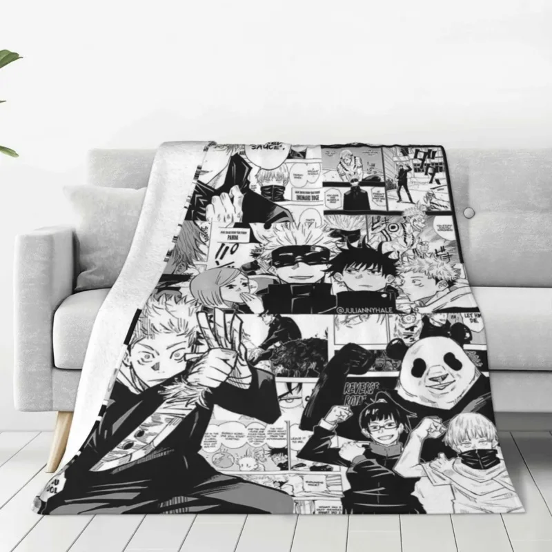 

Jujutsu Kaisen Anime Manga Gojo Satoru Itadori Yuuji Plush Throw Blankets Bedding Couch Personalised Warm Bedspreads