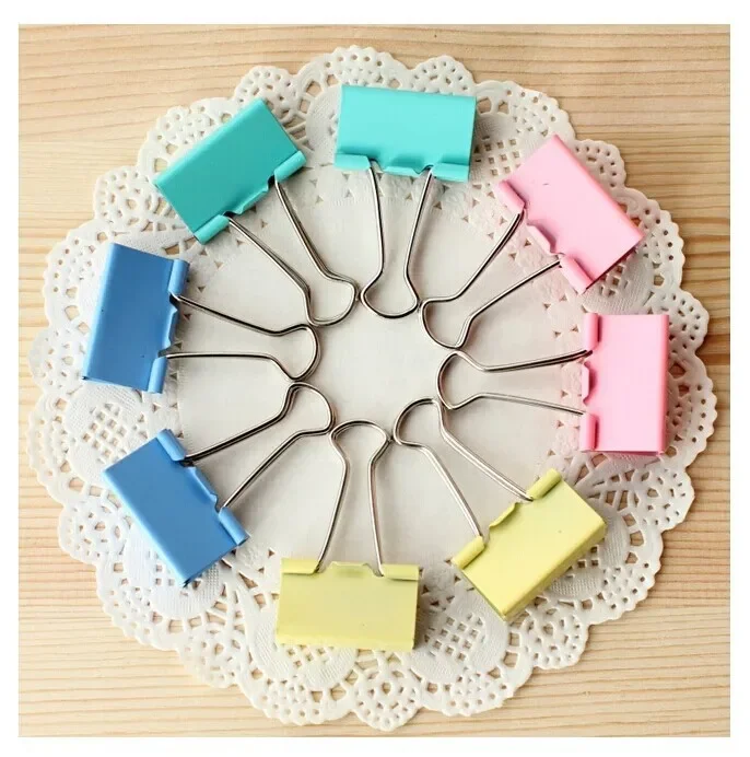 

20pcs Colorful Metal Binder Clips Paper Clip 15mm Office Learning Stationary material School supplies