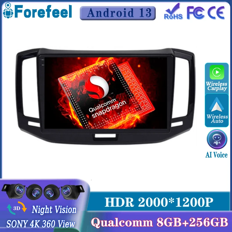 

Android13 Qualcomm For Chery E3 2013 2014 2015 2016 2017 Multimedia Car GPS Player Navigation Touch Screen Stereo Radio No 2 Din