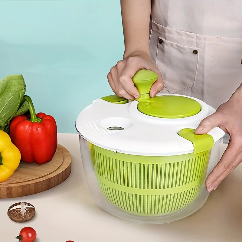 Versatile Salad Spinner & Vegetable Dryer-Easy-To-Use Kitchen Gadget For Lettuce, Fruits & More-Durable Plastic