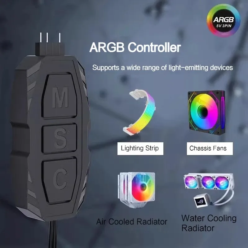 LDPCSJ SATA 인터페이스 5V 3PIN ARGB 컨트롤러 연장 케이블 PC 팬 CPU 쿨러 팬 라이트 스트립용 라이트 컨트롤러 어댑터