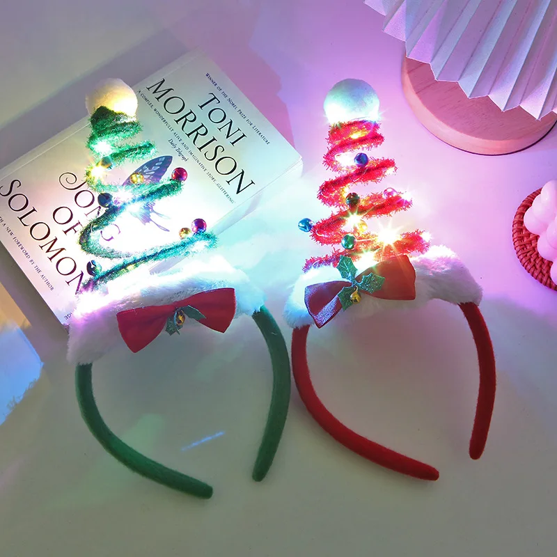 

Christmas Glowing Xmas Tree Hair Band Luminous Headband Led Xmas Hairband Merry Christmas Dress Up Happy New Year Party Decor