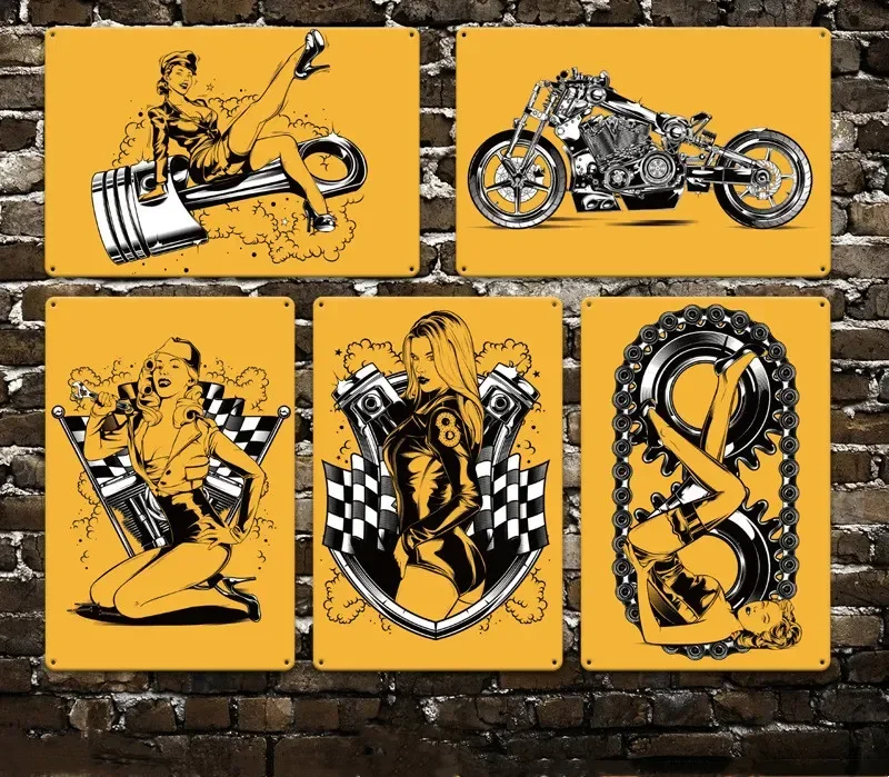 

Retro metal tin sign fashion wrought iron mural bar background wall industrial style frameless painting Living Room Home decor