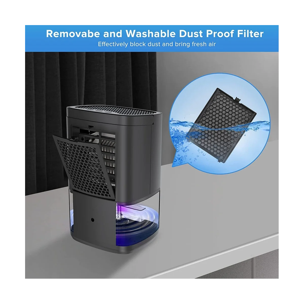 Dehumidifier, Dehumidifiers for Home 35Oz Dehumidifier for Bathroom 2500 Feet(280 Sq Ft) US Plug Black