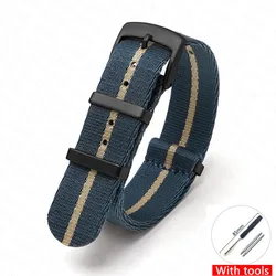 Universal Nylon Sport Canvas Watch Band Bracelet - Men's Strap in Multiple Sizes - 22mm (Royal blue khaki02)