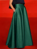 Elegant Satin A-line Long Skirts for Women High Quality Smooth Party Maxi Skirt with Pockets Y2K Lady Solid Women's Skirts - Image 6