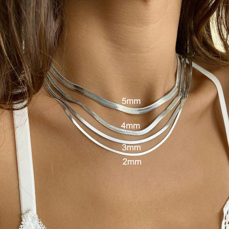 Snake Chain Choker Necklace in Gold & Silver