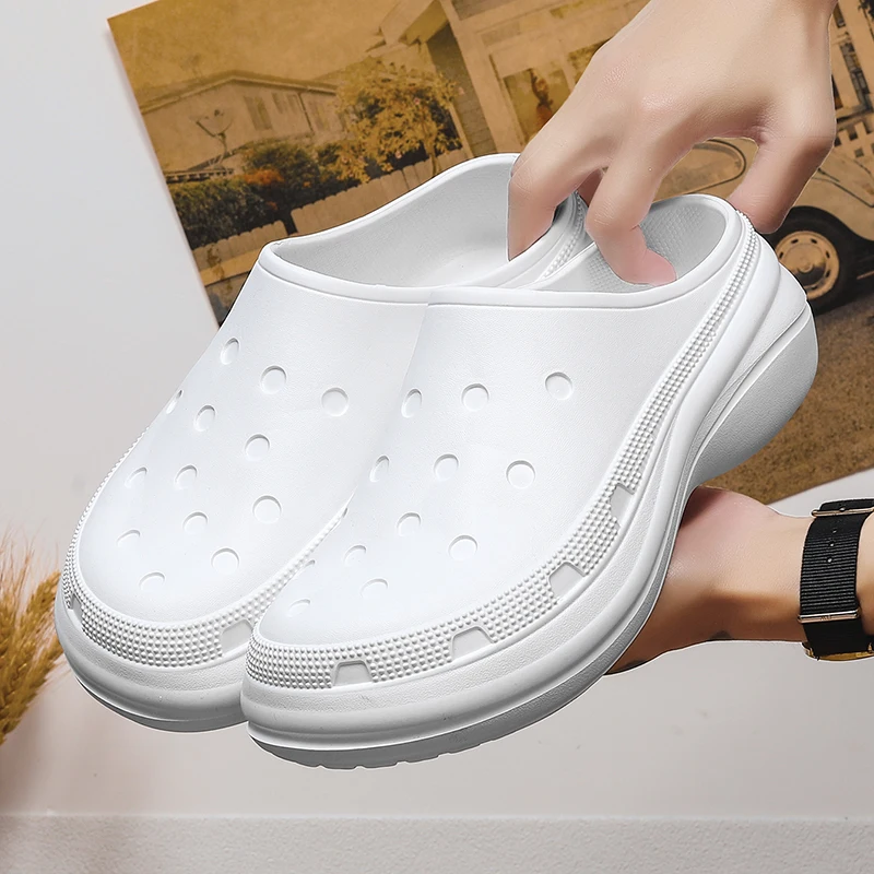 Stylish Men Summer Slippers Home Slippers Female Non-Slip Waterproof Male Massage Shoes Thick Sole Fashion Unisex Chef Slippers