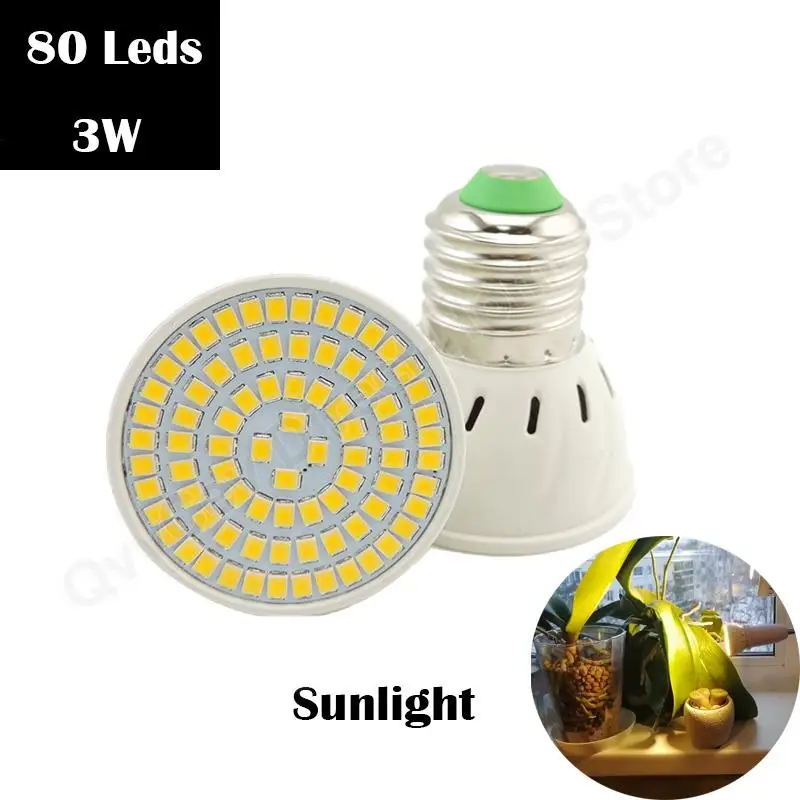 Description Picture 4 of itemE27 Socket LED Lamp Bulb Spotlight 48 60 80Leds Lampara Greenhouse Home Phytolamp Plant Flower Grow Plant Light
