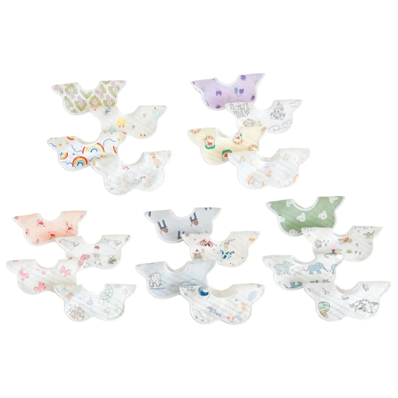 

4pcs Stylish Baby Bandana Scarf Waterproof Baby Drooling Bibs Cotton Burp Cloths