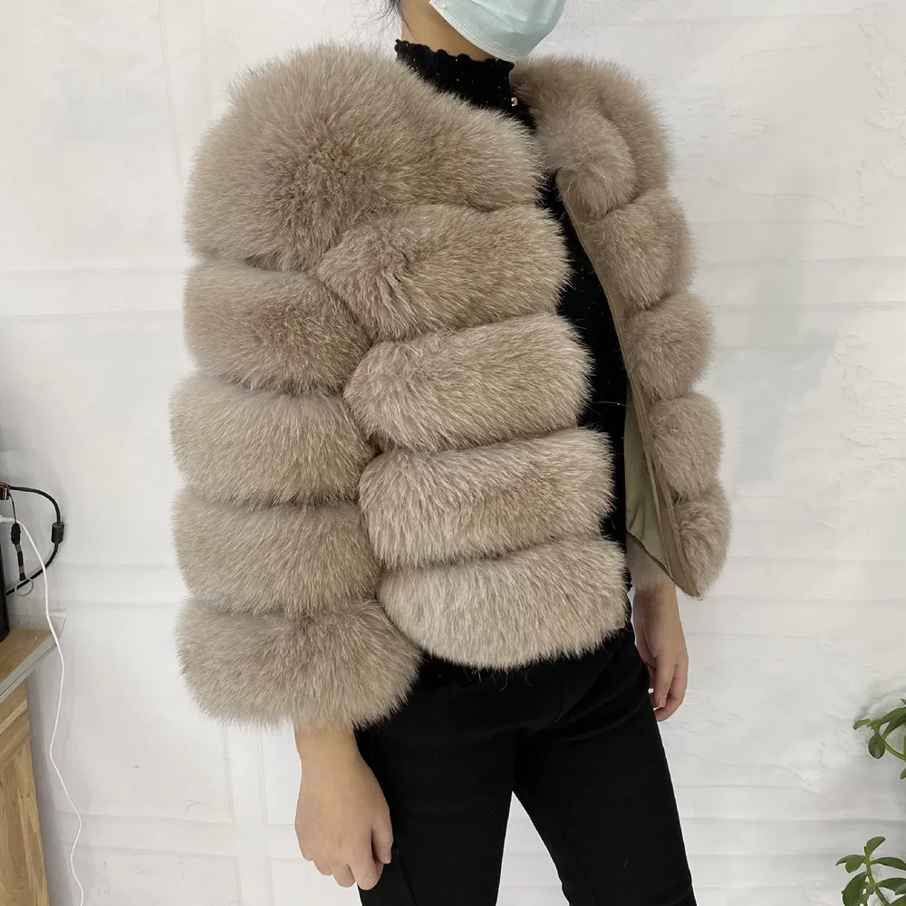 white puffer Real Fur Coat  100% Natural Winter Women's Fur Jacket  Warm Fox Fur Coat High Quality Fur Vest Free Shipping  Fashion Luxurious packable down jacket