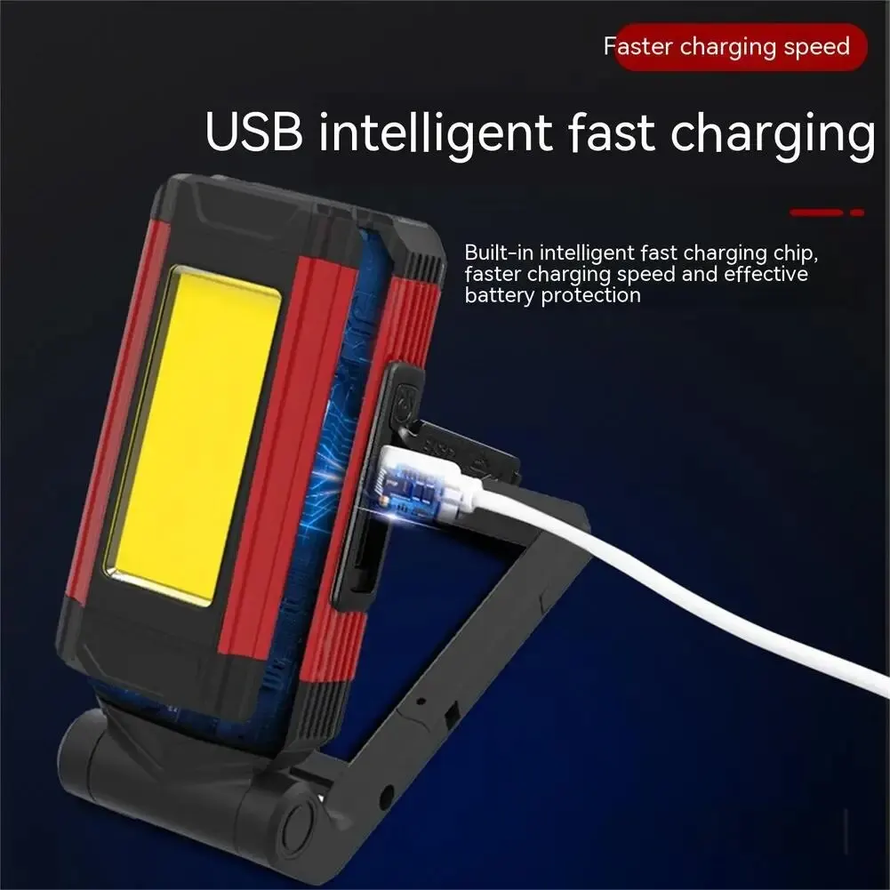 

Led Auto Repair Working Light With Magnet Bracket Usb Rechargeable Multi-functional Cob Glare Flashlight